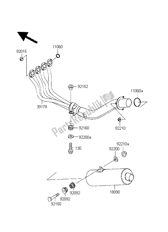 Tutte le parti per il Silenziatore del Kawasaki Ninja ZX 6R 600 1999