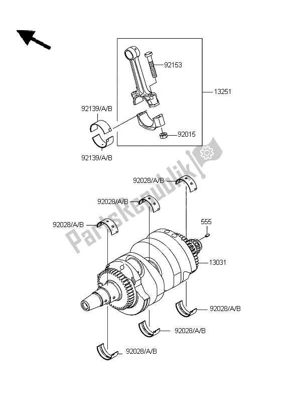 All parts for the Crankshaft of the Kawasaki ER 6F ABS 650 2010