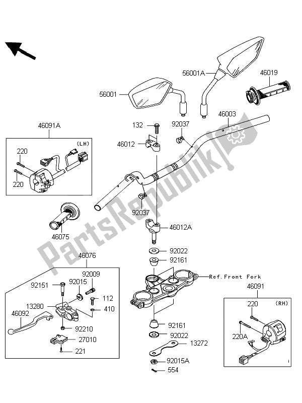 Todas as partes de Guidão do Kawasaki D Tracker 125 2011