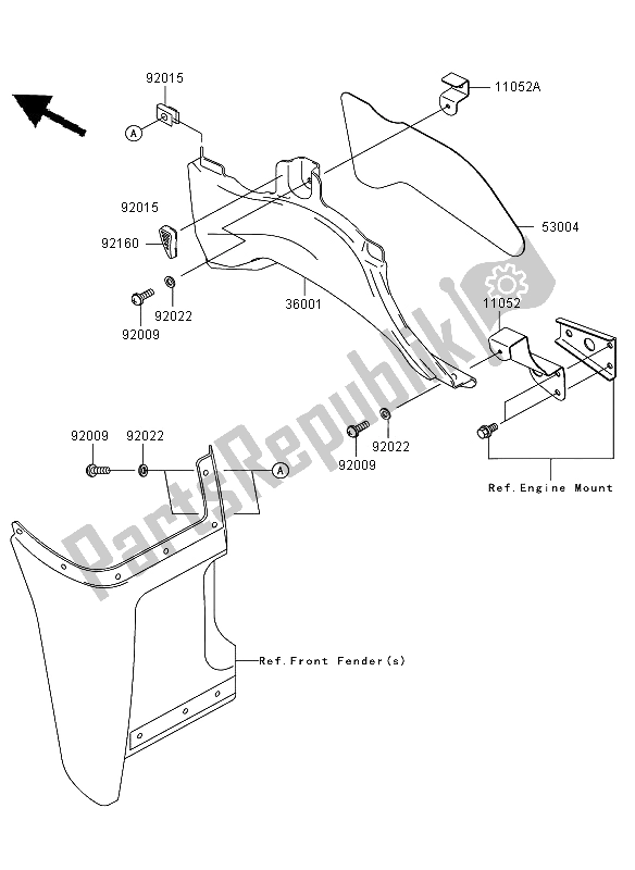 All parts for the Side Covers of the Kawasaki KVF 360 2009