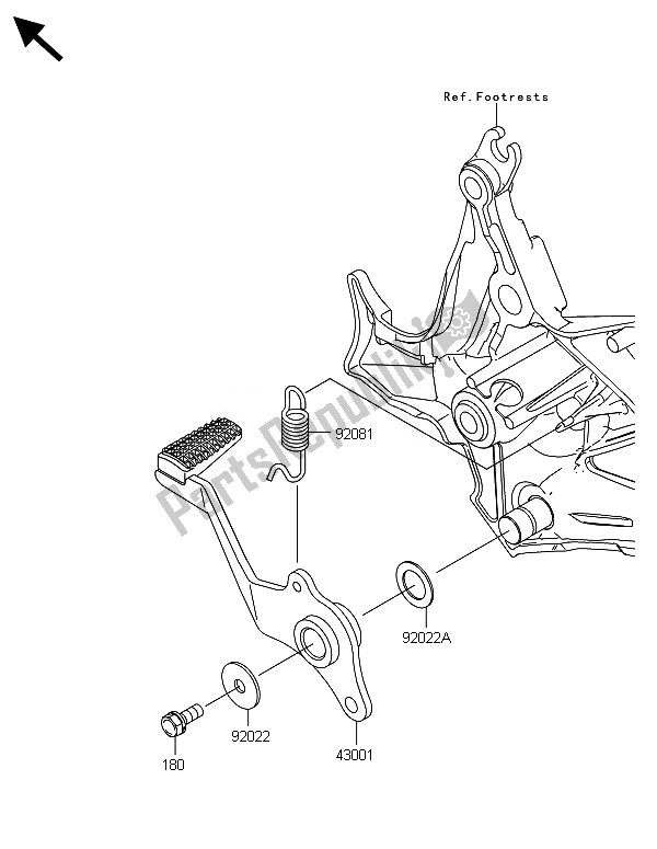 Alle onderdelen voor de Rempedaal van de Kawasaki Versys 1000 ABS 2014