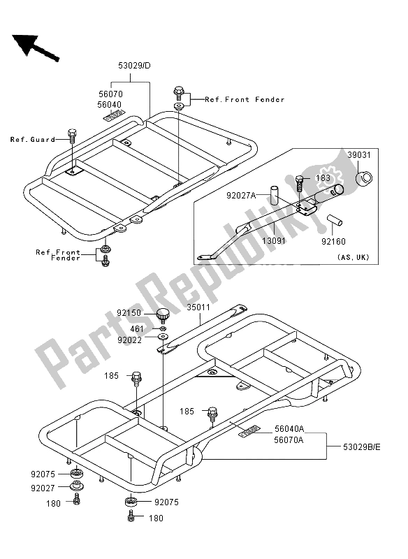 All parts for the Carrier of the Kawasaki KLF 300 2002