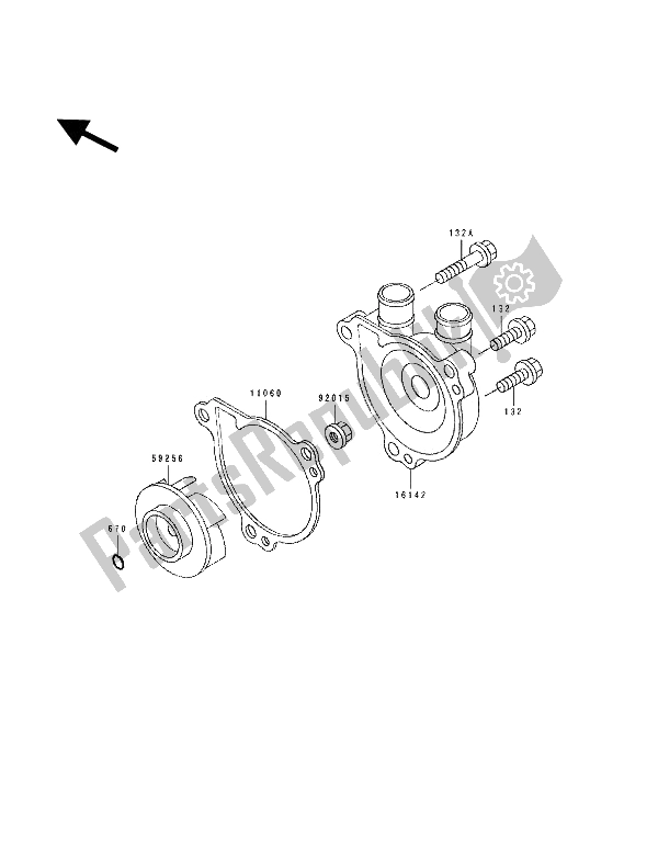 Alle onderdelen voor de Waterpomp van de Kawasaki KLX 250 1994