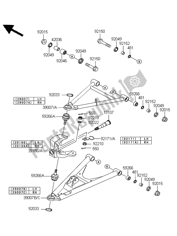 Tutte le parti per il Sospensione del Kawasaki KFX 700 2011