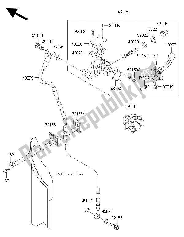 Toutes les pièces pour le Maître-cylindre Avant du Kawasaki KX 250F 2015