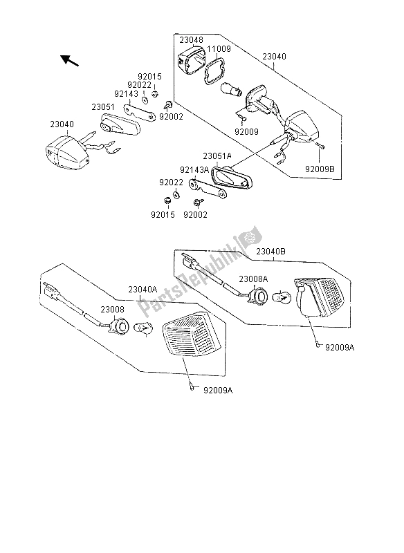 Tutte le parti per il Indicatori Di Direzione del Kawasaki GPX 600R 1995