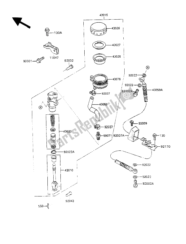 Toutes les pièces pour le Maître-cylindre Arrière du Kawasaki ZZ R 1100 1990