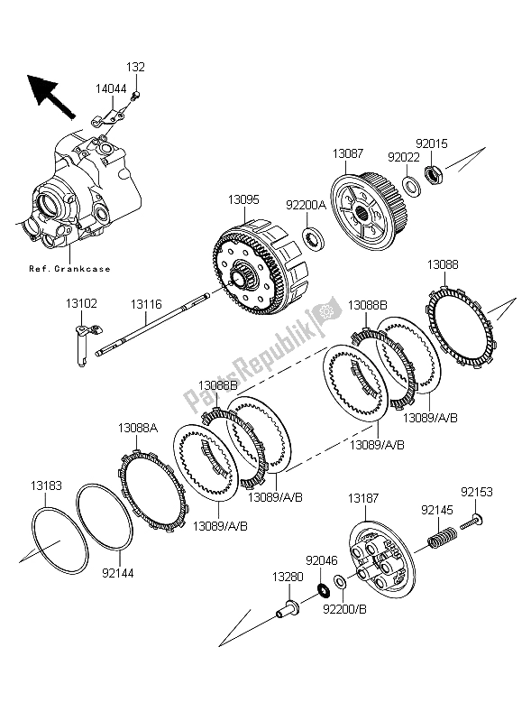 All parts for the Clutch of the Kawasaki KFX 450R 2009