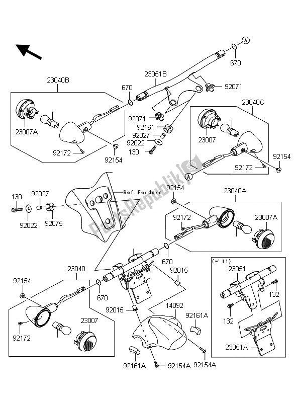 All parts for the Turn Signals of the Kawasaki VN 1700 Classic Tourer ABS 2011