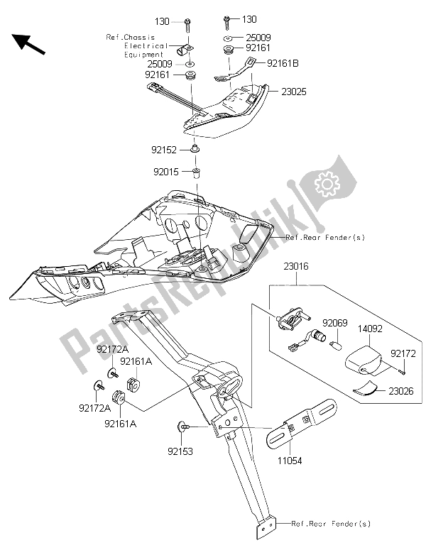 All parts for the Taillight(s) of the Kawasaki Z 1000 SX ABS 2015