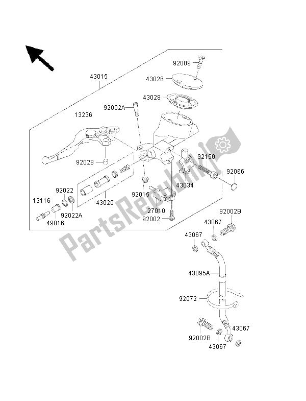 All parts for the Clutch Master Cylinder of the Kawasaki VN 1500 Classic FI 2001