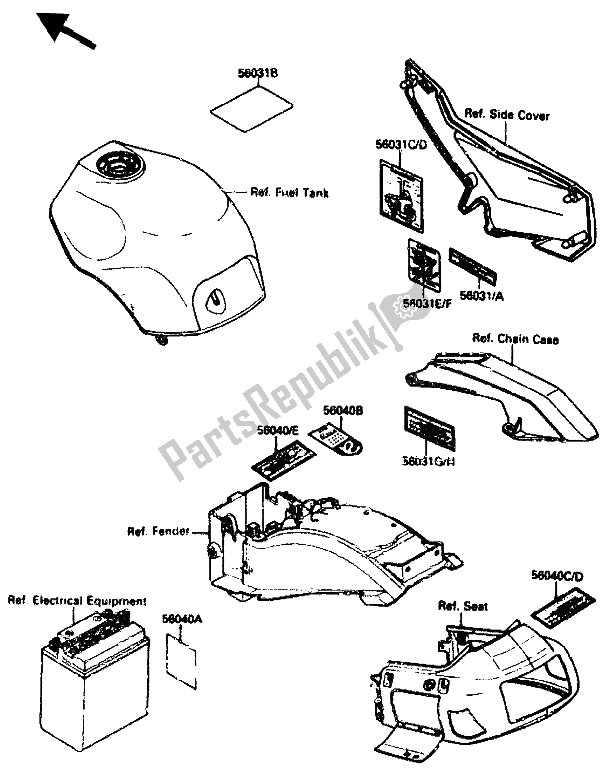 All parts for the Label of the Kawasaki ZX 10 1000 1988