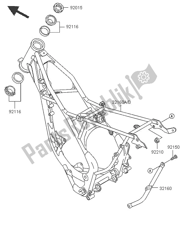 Tutte le parti per il Telaio del Kawasaki KX 85 SW LW 2005