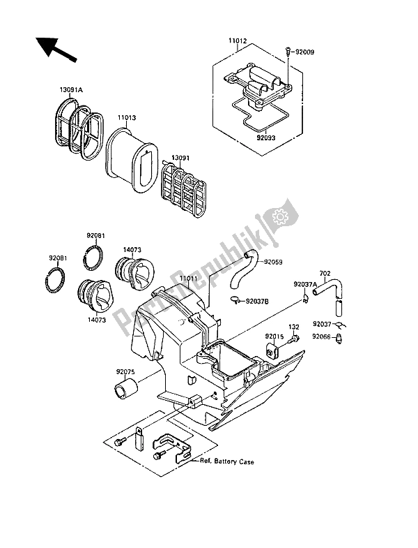 All parts for the Air Cleaner of the Kawasaki EL 250 1988