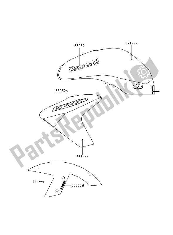 Alle onderdelen voor de Stickers (zilver) van de Kawasaki ER 6N ABS 650 2006