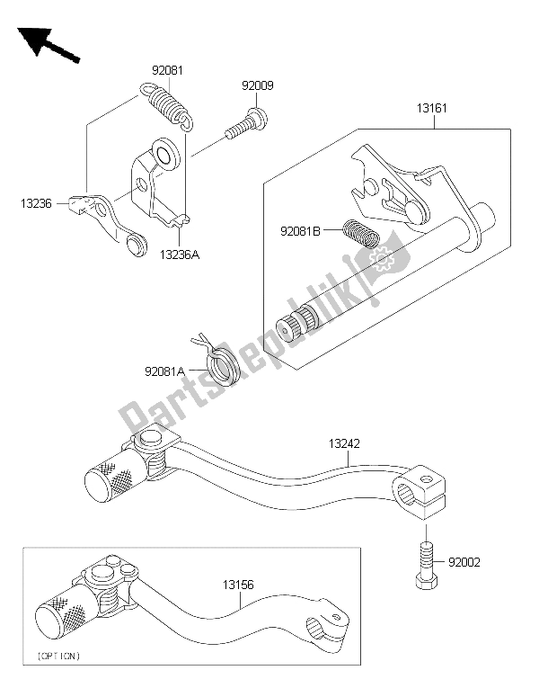 All parts for the Gear Change Mechanism of the Kawasaki KX 65 2015