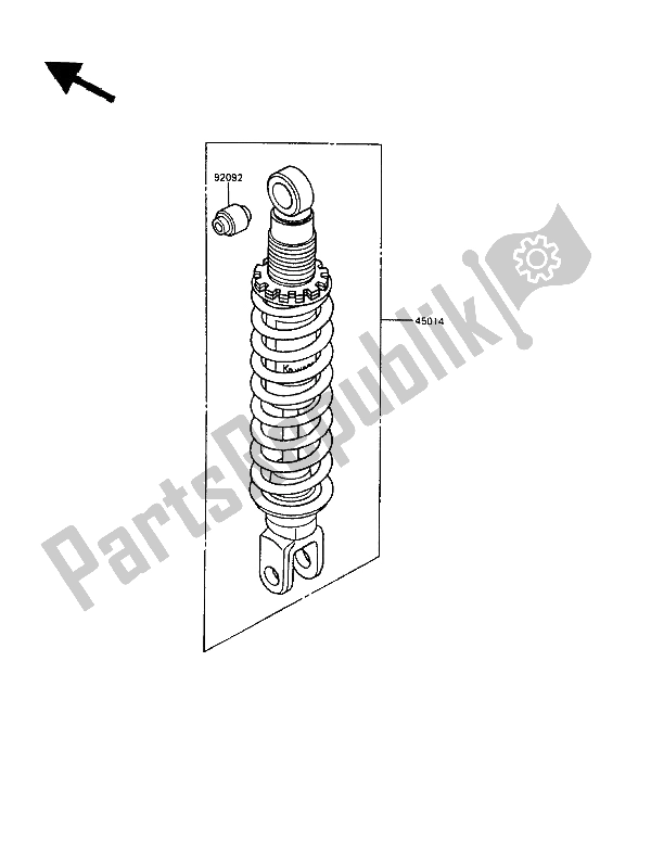 Alle onderdelen voor de Schok Absorbeerders) van de Kawasaki KLR 250 1987