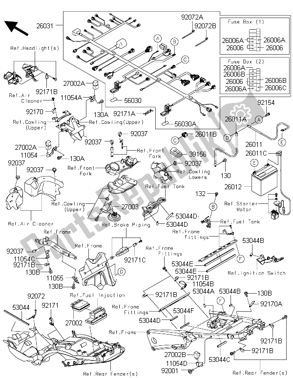 Todas las partes para Equipo Eléctrico Del Chasis de Kawasaki ZZR 1400 ABS 2015