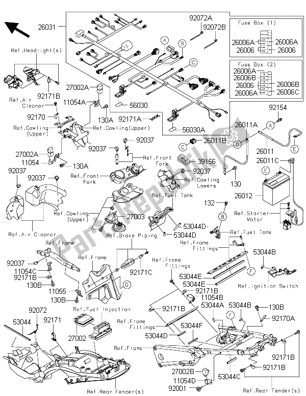 All parts for the Chassis Electrical Equipment of the Kawasaki ZZR 1400 ABS 2015