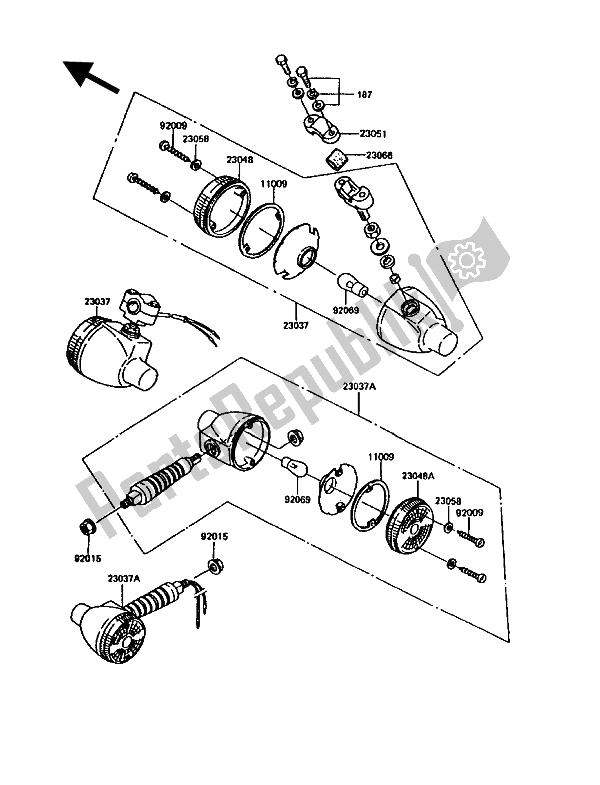 All parts for the Turn Signals of the Kawasaki KE 100 1994