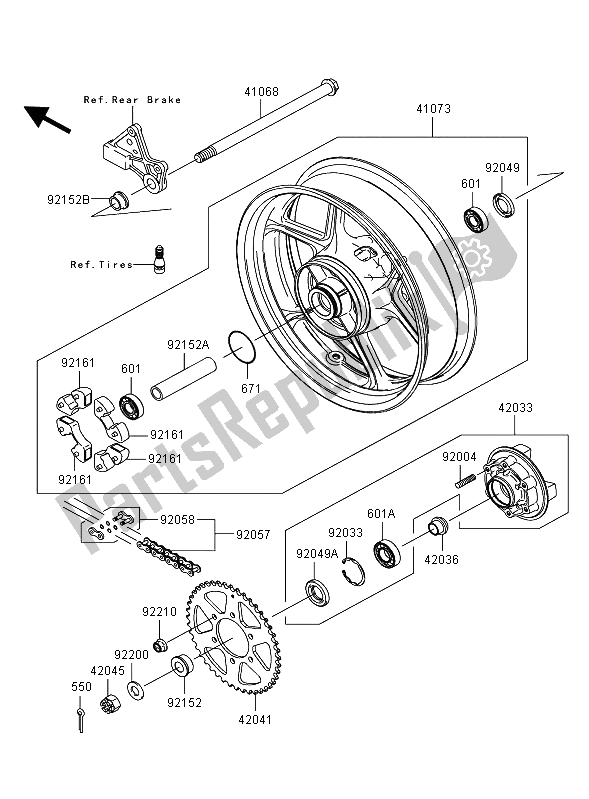 Toutes les pièces pour le Moyeu Arrière du Kawasaki Versys 650 2009