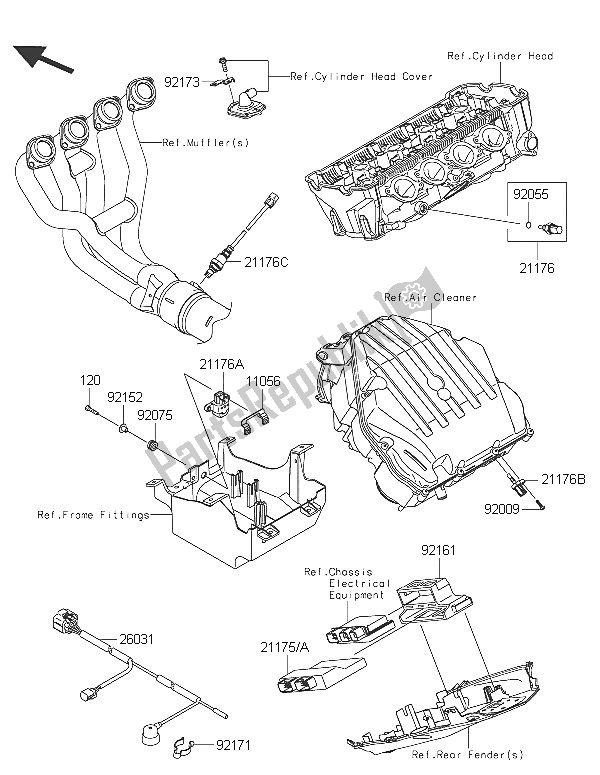 Todas as partes de Injeção De Combustível do Kawasaki Z 1000 2016