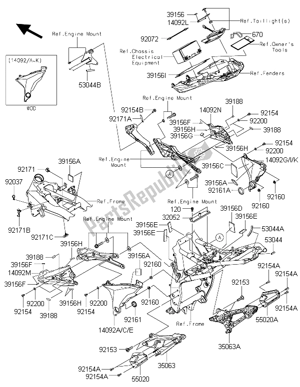 Todas as partes de Acessórios De Quadro do Kawasaki Z 800 ABS 2015