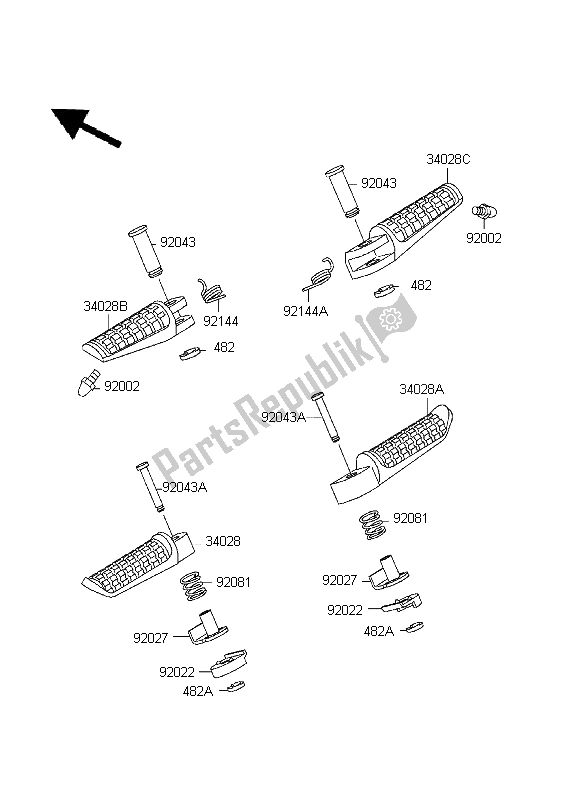 Todas las partes para Reposapiés de Kawasaki Ninja ZX 7R 750 1999