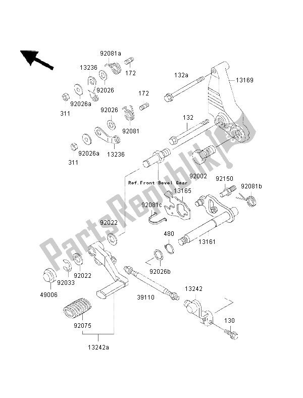 Alle onderdelen voor de Schakelmechanisme van de Kawasaki 1000 GTR 2002