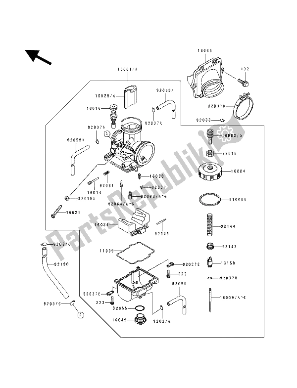 All parts for the Carburetor of the Kawasaki KX 250 1990