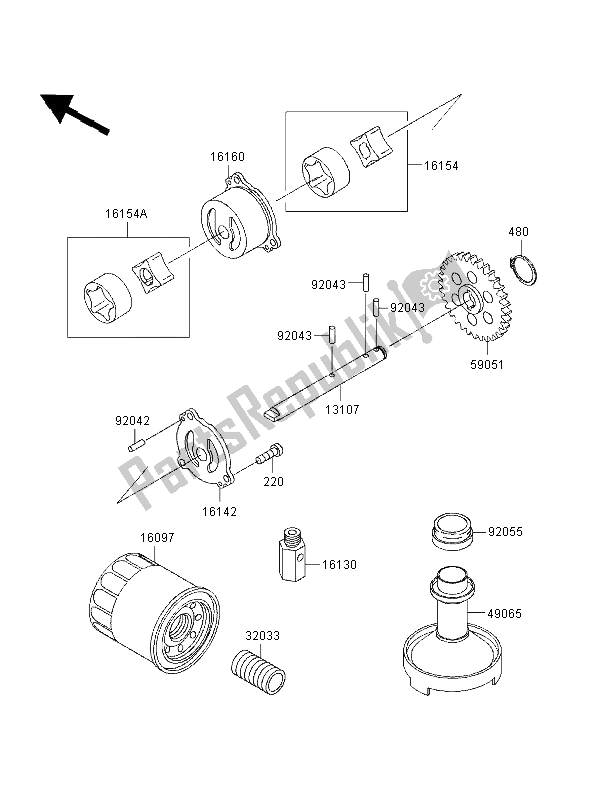 All parts for the Oil Pump of the Kawasaki ZZ R 600 1997