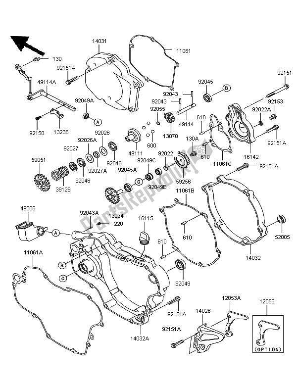 Alle onderdelen voor de Motorkap van de Kawasaki KX 125 2007