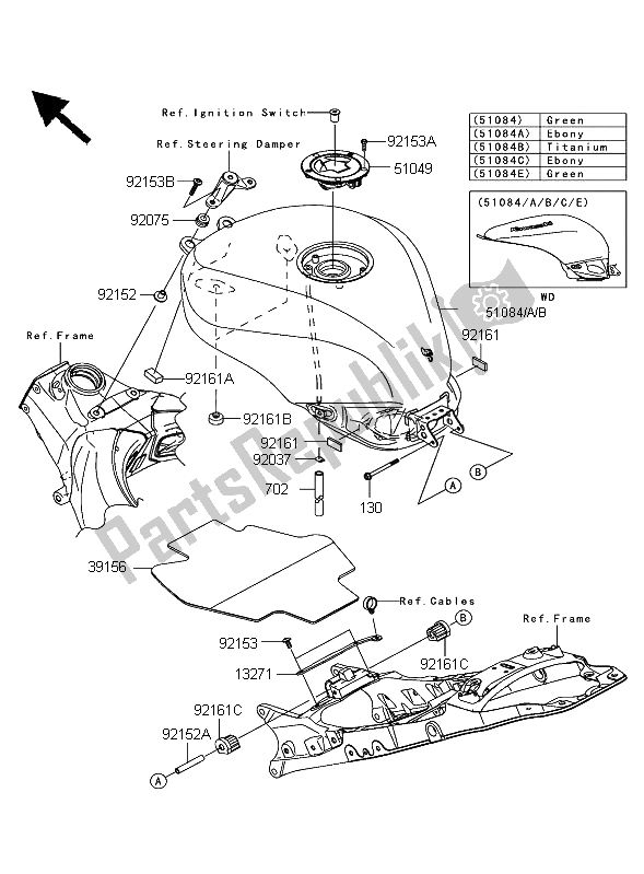 Todas las partes para Depósito De Combustible de Kawasaki Ninja ZX 10R 1000 2006