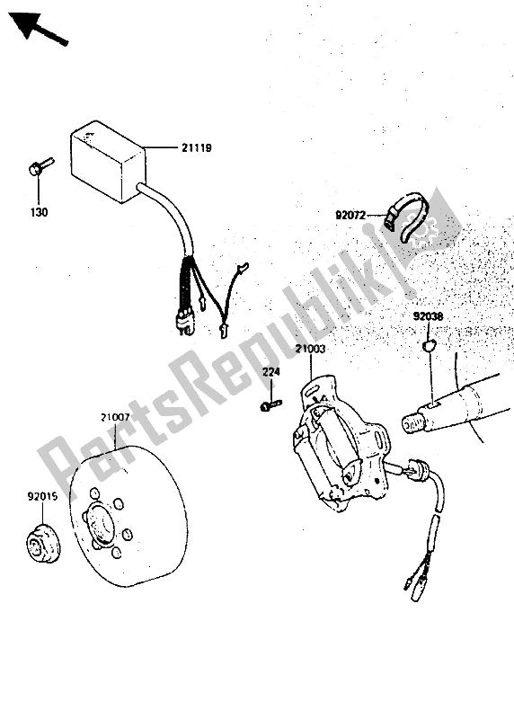 All parts for the Generator of the Kawasaki KX 80 1985