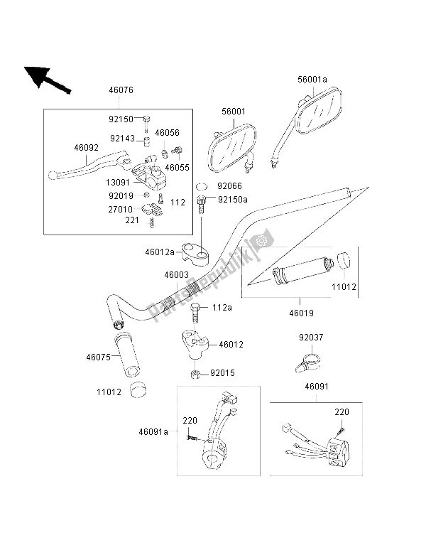 All parts for the Handlebar of the Kawasaki VN 800 Drifter 2002