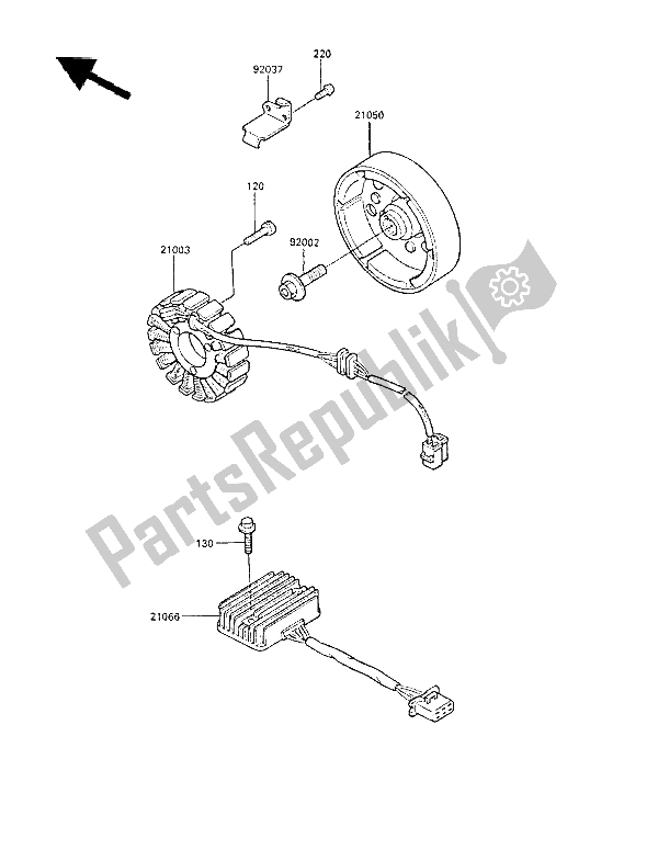 Tutte le parti per il Generatore del Kawasaki LTD 450 1985