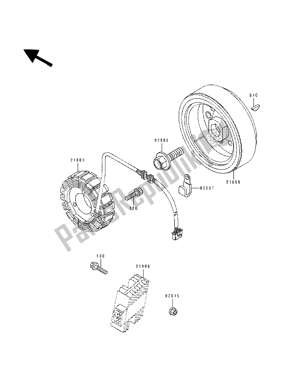 Tutte le parti per il Generatore del Kawasaki Tengai 650 1989