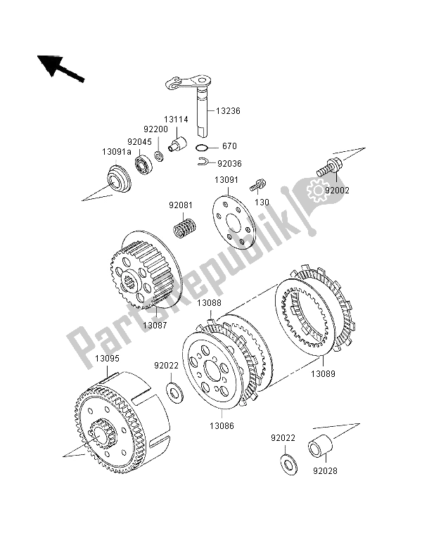 Tutte le parti per il Frizione del Kawasaki KX 60 1996 Tutte le parti per il Frizione del Kawasaki KX 60 1996