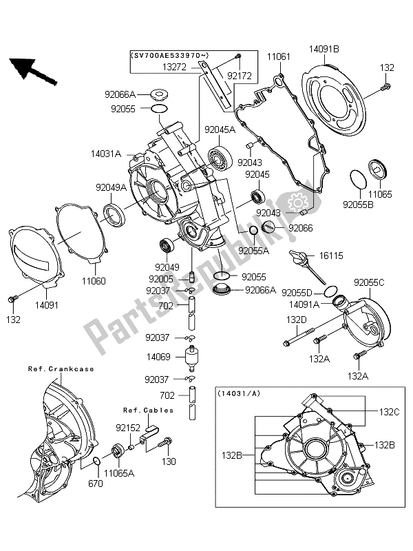 Wszystkie części do Os? Ony Silnika Kawasaki KFX 700 2011