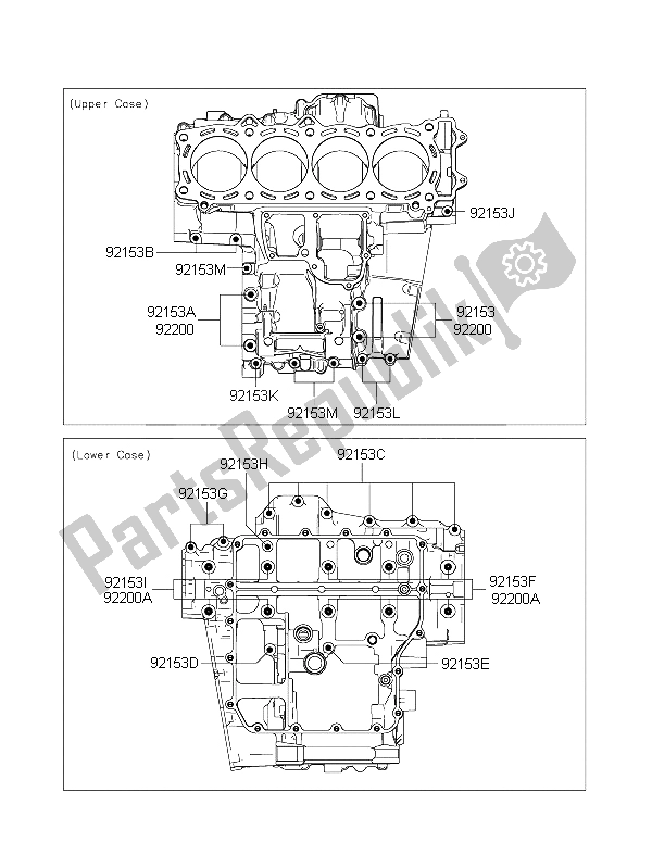 All parts for the Crankcase Bolt Pattern of the Kawasaki 1400 GTR ABS 2015