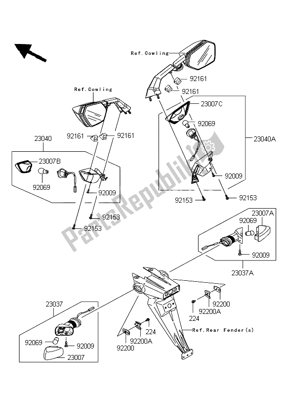 All parts for the Turn Signals of the Kawasaki Ninja ZX 10R 1000 2008