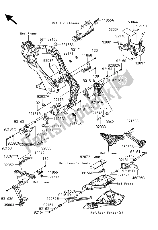 All parts for the Frame Fittings of the Kawasaki Z 1000 SX ABS 2013