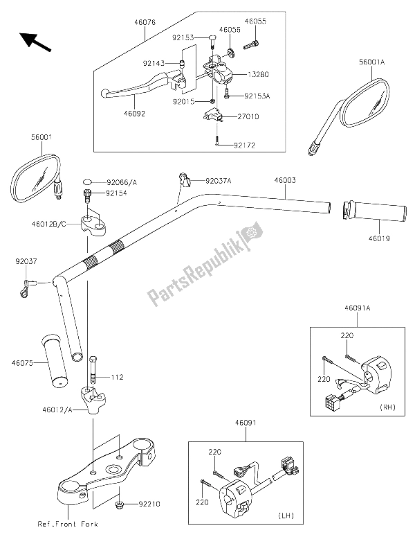 All parts for the Handlebar of the Kawasaki Vulcan 900 Classic 2015