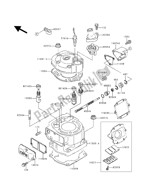 Tutte le parti per il Testata E Cilindro del Kawasaki KDX 125 1991