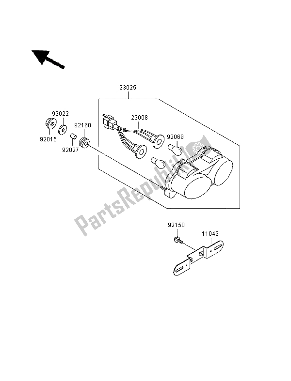 All parts for the Taillight of the Kawasaki Ninja ZX 9R 900 1999