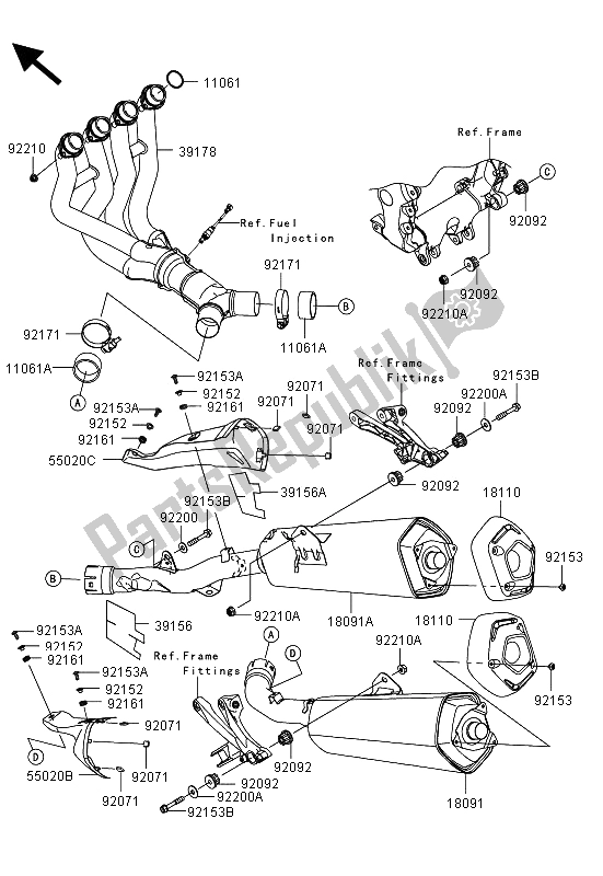 All parts for the Muffler(s) of the Kawasaki ZZR 1400 ABS 2013