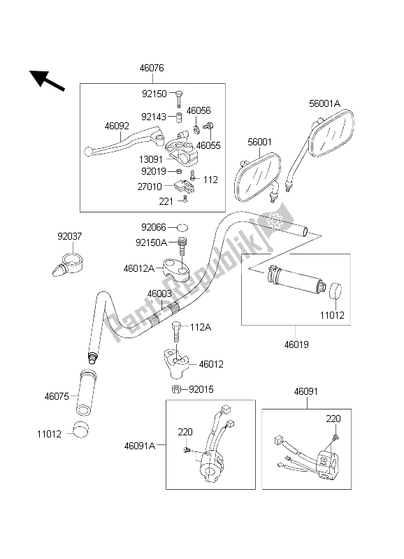 All parts for the Handlebar of the Kawasaki VN 800 Classic 2004