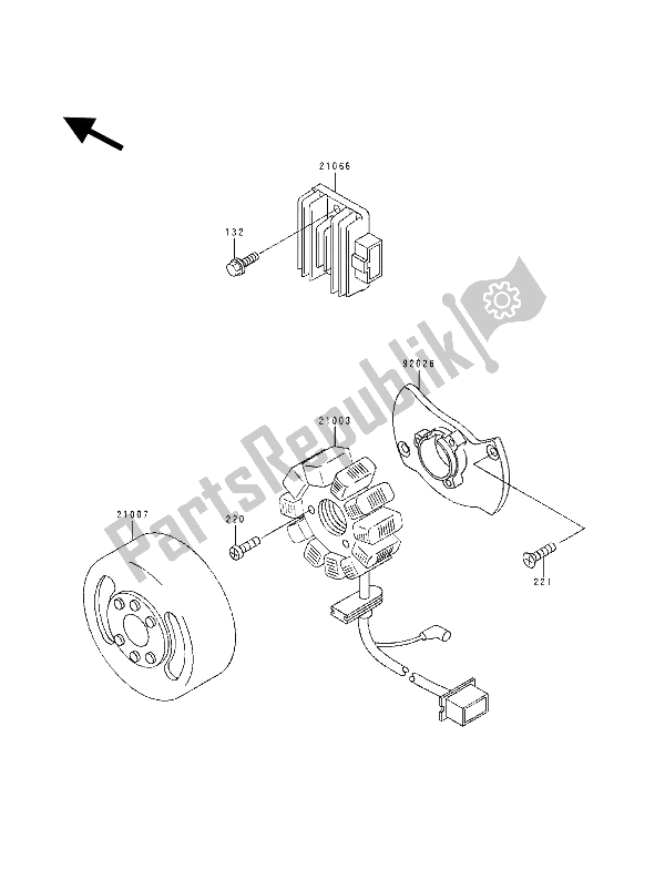 All parts for the Generator of the Kawasaki KDX 125 1991