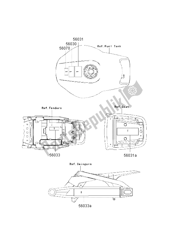 All parts for the Labels of the Kawasaki Ninja ZX 9R 900 2002