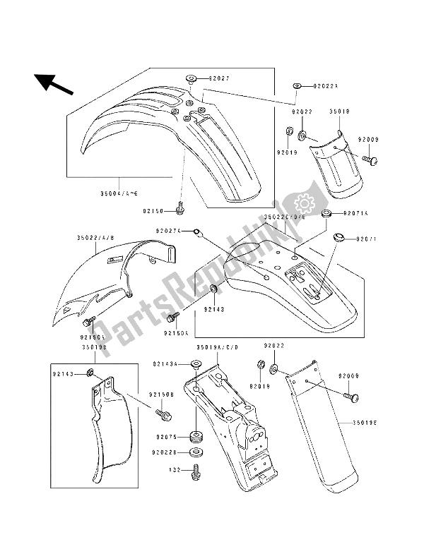 Tutte le parti per il Parabordi del Kawasaki KLX 250 1994